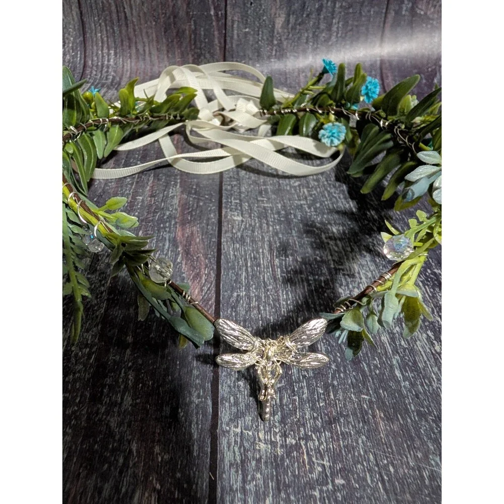 Fairy Flower Dragonfly Crown Women Elf Headpiece Forest Floral Headband NEW
